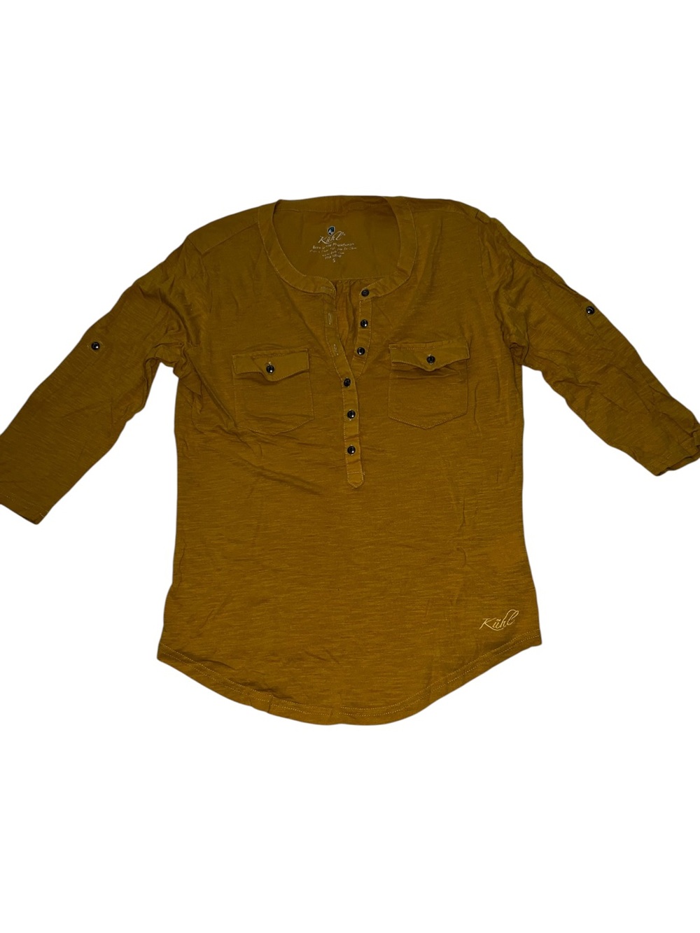 Kuhl Women’s Khloe Henley Top
• Size Small
• Mustard yellow color